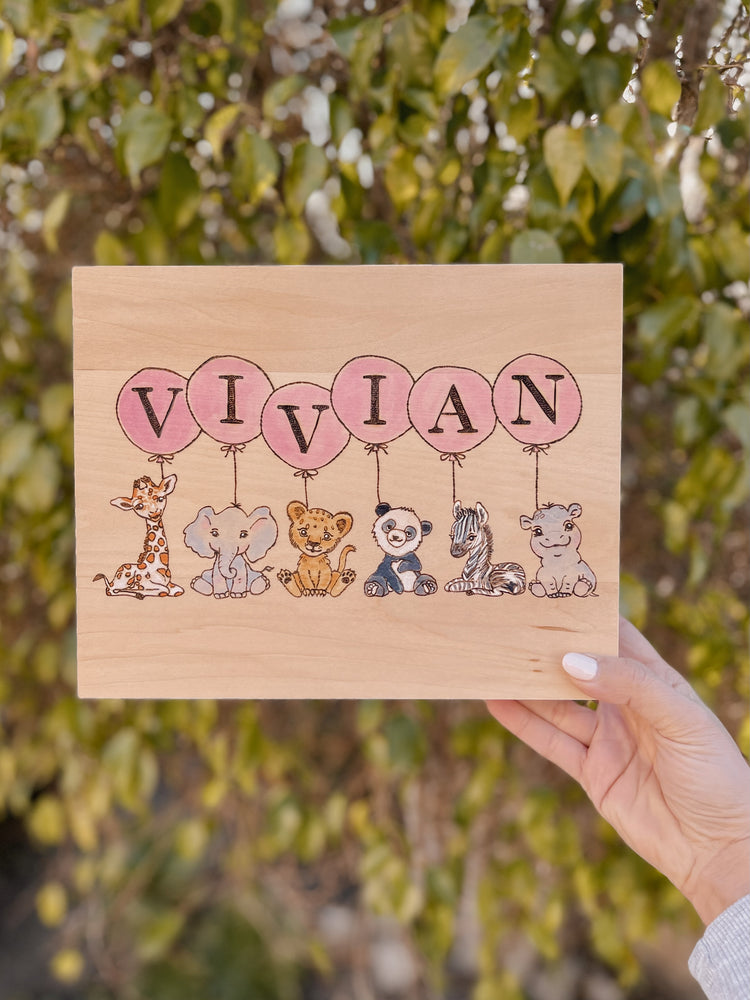 Pink Nursery Safari Wall Art - Custom