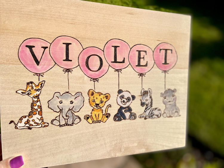 Pink Nursery Safari Wall Art - Custom