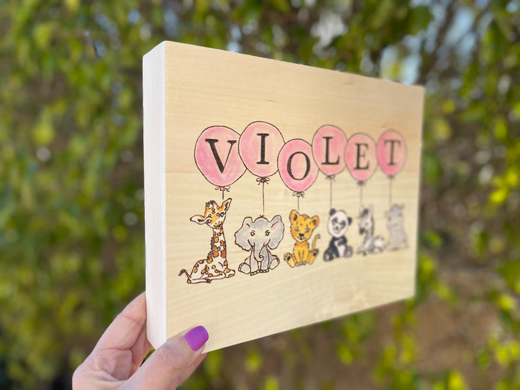 Pink Nursery Safari Wall Art - Custom