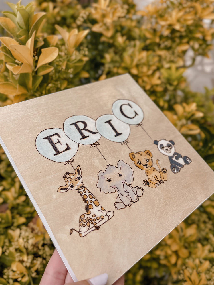 Blue Nursery Safari Wall Art - Custom