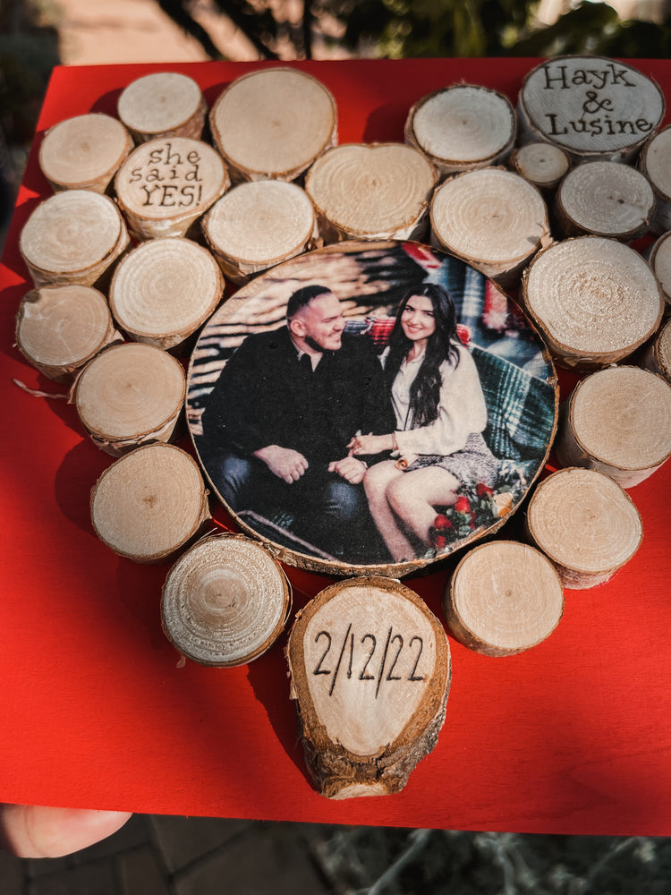 Heart Wood Slice Wall Art with Photo
