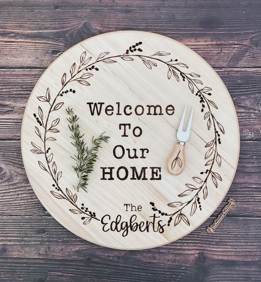 Welcome Home Lazy Susan Round Tray - Custom