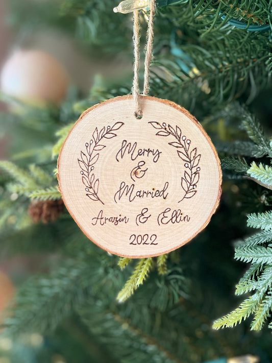 Merry & Married Photo Ornament - Custom