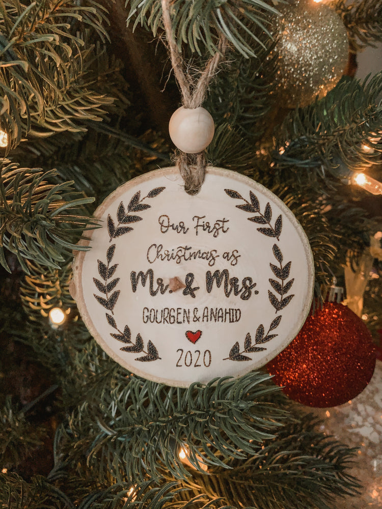 Mr. & Mrs. First Christmas Photo Ornament - Custom